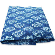 Indigo Blue Floral Block Printed Cotton Christmas Gift Fabric